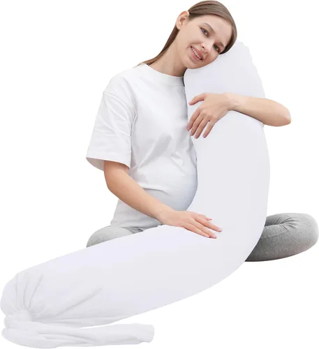 Vista 11 de MOON PARK - Almohada de embarazo con funda de enfriamiento increíblemente suave y lisa en forma de I, almohada de maternidad de cuerpo completo