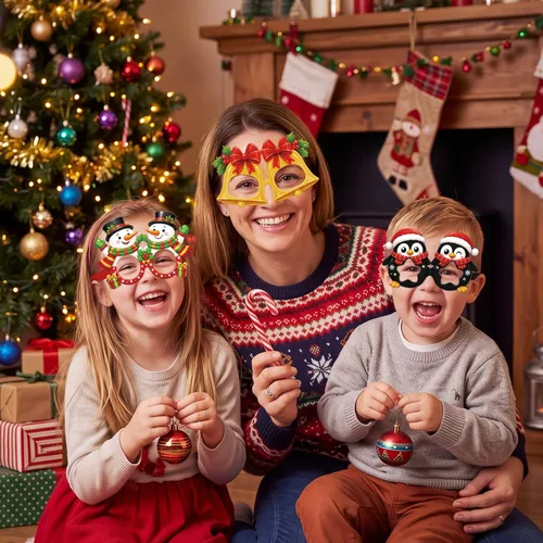 Vista 6 de Vinsot 32 anteojos de papel para fiesta de Navidad, decoración
