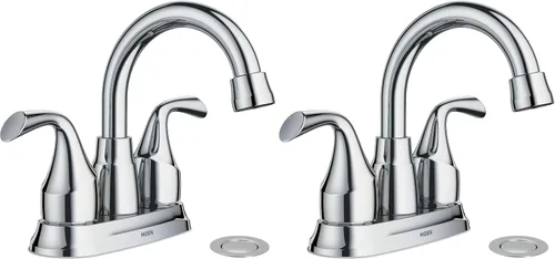Vista 11 de Moen Idora – Grifo de lavabo de baño con dos asas, centrado, de níquel cepillado resistente a las manchas, con montaje de desagüe, 84115SRN