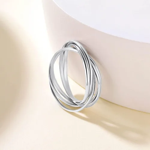 Vista 5 de Suplight Anillos entrelazados de plata de ley para mujer, anillo simple para ansiedad, anillos de polvo de estrellas lisos, anillo apilable