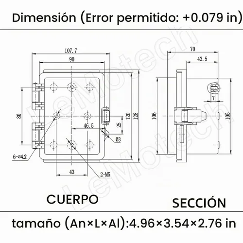 Vista 8 de LeMotech Caja Eléctrica, IP67 Impermeable con Bisagras Cubierta Transparente Pestillo de Acero Inoxidable Caja de Conexiones, Carcasa Eléctrica