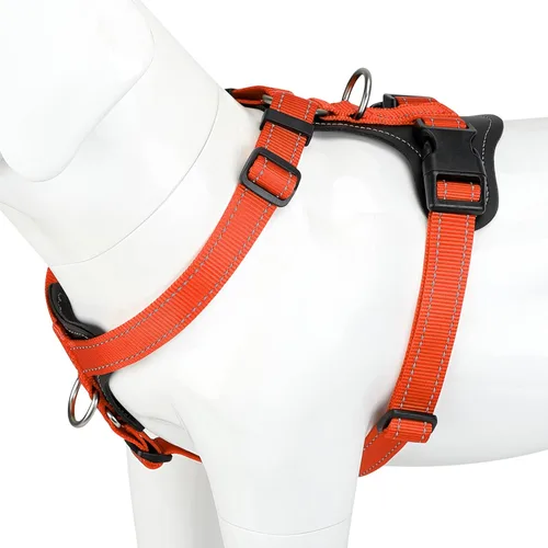 Vista 13 de Plutus Pet Arnés ajustable sin tirones para perro con detalles de cuero, chaleco de nailon reflectante resistente para entrenamiento, senderismo