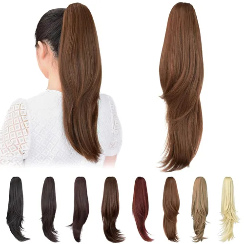 Vista 50 de extensión de cola de caballo, extensión de pelo con pinza de 12" cola de caballo rizada corta Extensión de pelo sintético de aspecto natural