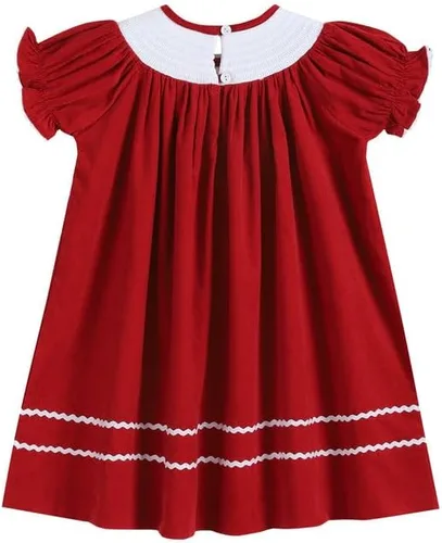 Vista 2 de Lil cactus Vestido de obispo fruncido navideño para bebés y niñas