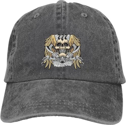 Vista 9 de Cowboy Hat Trendy Hats for Man and Women Djustable Four Season Outdoor Baseball Cap of Hell Skull with Angel Deep Heather