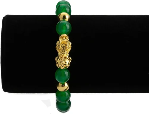 Vista 6 de ZenBless Fengshui - Pulsera de jade de porsperidad con dije de la suerte Feng Shui de obsidiana negra, regalo para hombres y mujeres con chapado