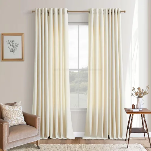 Vista 50 de Cortinas de avena con ojales DUKIYO de 96 pulgadas de largo para sala de estar, comedor, juego de 2 paneles, cortinas de arena y beige