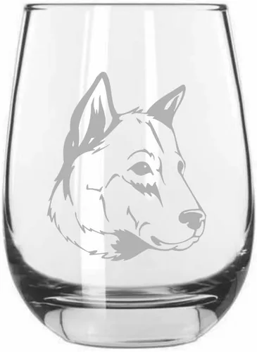 Vista 478 de Shar Pei (chino) - Vaso de vino sin tallo grabado para perro, 15.25 onzas