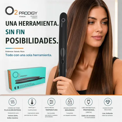 Vista 9 de O2 PRODIGY - Plancha de pelo de cerámica de titanio para mujer