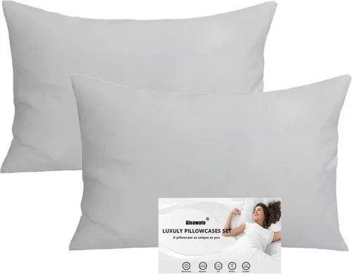 Vista 10 de Juego de 2 fundas de almohada negras de tamaño Queen estándar, fundas de almohada de algodón suave con cierre de sobre, resistentes al encogimiento