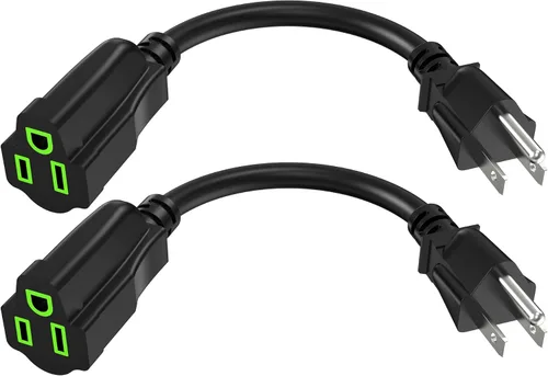Vista 20 de Cable de extensión de alimentación de 0.5 pies/6 pulgadas (paquete de 10), cable de extensión eléctrico corto de 3 clavijas, salida única