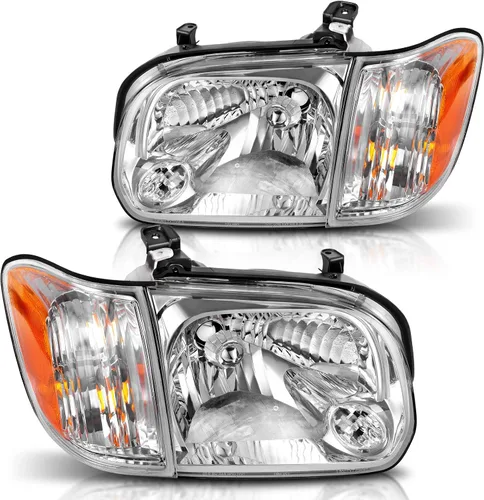 Vista 11 de DWVO Ensamble de faros Compatible con 2007-2013 Tundra / 2008 2009 2010 2011 2012 2013 2014 2015 2016 2017 Sequoia Carcasa de faro cromada Reflector