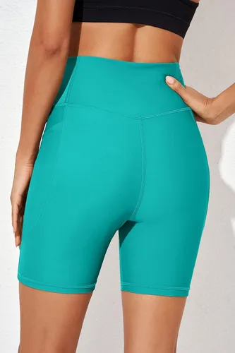 Vista 3 de Aleumdr Pantalones cortos de natación de 5 pulgadas para mujer, cintura alta, control de abdomen, pantalones cortos de natación con bolsillos UPF 50+