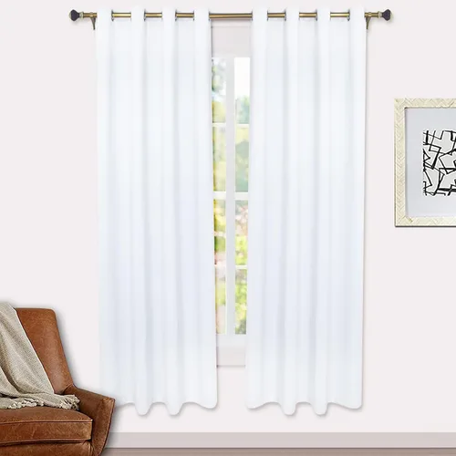 Vista 18 de Cortinas opacas para dormitorio con línea negra, 100 % opacas, con aislamiento térmico, cortinas largas para sala de estar, tratamiento de ventanas