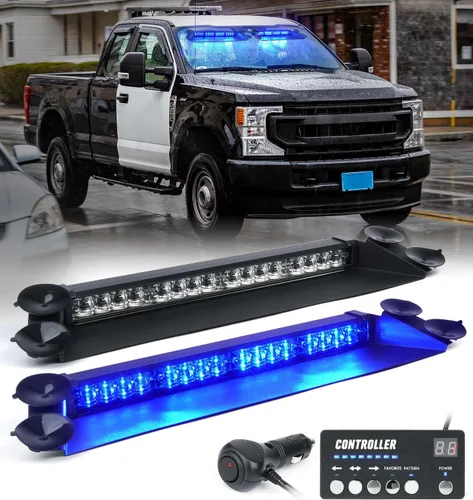 Vista 12 de LUMENIX Barra de luces estroboscópicas de emergencia LED para salpicadero con controlador, parabrisas, visera, advertencia de seguridad, luz