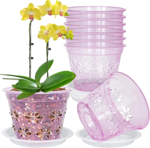 Vista 16 de Macetas transparentes para orquídeas, paquete de 8 unidades, 5 pulgadas