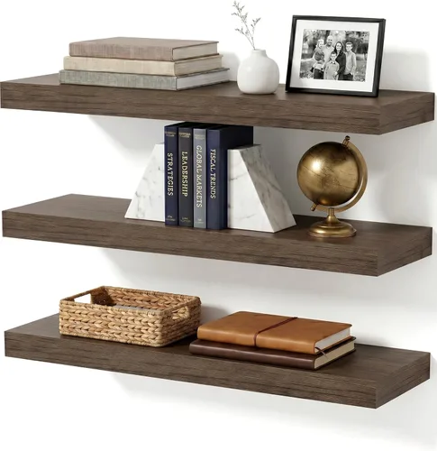 Vista 34 de Estantes flotantes de baño para pared, estantes de baño sobre el inodoro, estantes de pared y estante para libros, estante colgante, estantes