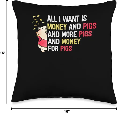 Vista 4 de All I Want Is Money Mini Pig Miniature Pigs Gift All I Want is Money and Mini Pet - Almohada para dueño de cerdos en miniatura, 16 x 16 pulgadas