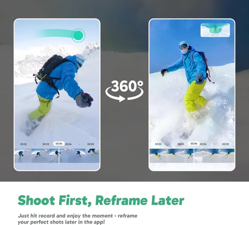 Vista 8 de AKASO Cámara de acción 360° resistente a la intemperie 360° - Video de 5.7K 360 con sensores de 1/2 pulgada de 48 MP, foto 360 de 72 MP, palo selfie