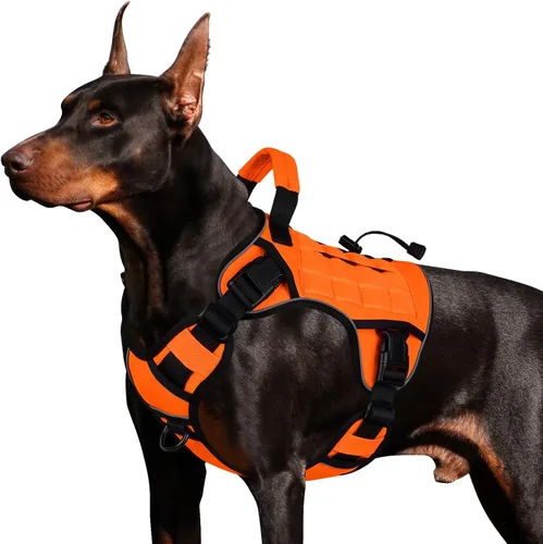 Vista 37 de WINGOIN Arnés táctico negro para perros pequeños, arnés resistente sin tirones con asa, arnés militar reflectante ajustable K9 para mascotas