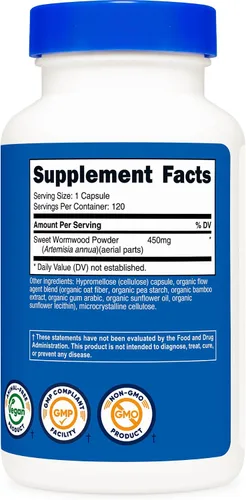 Vista 5 de Nutricost Cápsulas de ajenjo 450 mg, 120 cápsulas, sin gluten y sin OMG