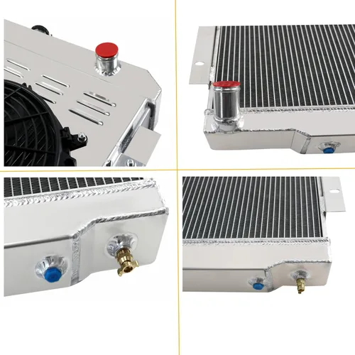 Vista 7 de Relé de ventilador de aluminio de 3 filas para Jeep Cherokee/Scrambler CJ5 CJ6 CJ7 J10 J20 1974 1976 1977 1978 79 80 81 82 83 84 85 86 Radiador de 3