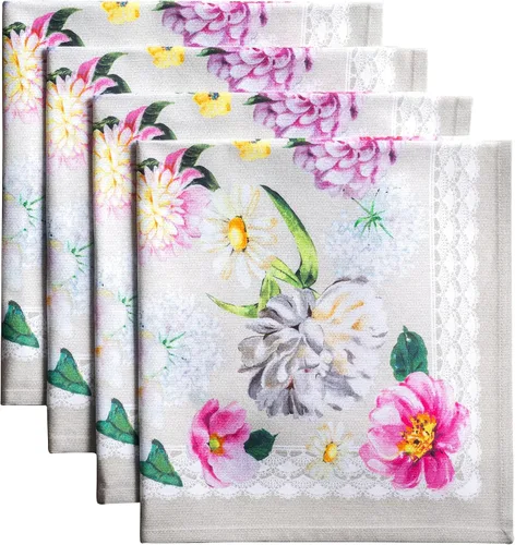 Vista 152 de Maison d' Hermine Juego de 4 servilletas de tela 100% algodón, suaves y duraderas, servilletas cuadradas reutilizables para uso diario, lavables
