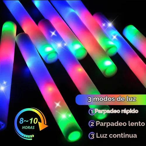 Vista 3 de 24 varillas de espuma iluminadas, bastones de espuma LED brillantes con 3 modos de efecto intermitente colorido, brillan en la oscuridad