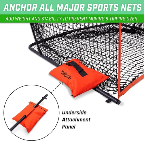 Vista 2 de GoSports Sports Net - Juego de 4 anclajes con peso para redes de béisbol, porterías de fútbol, redes de golf, redes de fútbol, redes de hockey y más