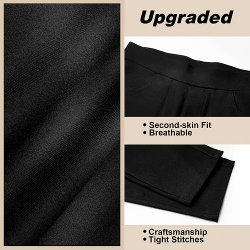 Vista 5 de Tagoo Pantalones de vestir para mujer, estilo casual, de cintura alta, elásticos, ajustados, para oficina, trabajo, leggings con bolsillos