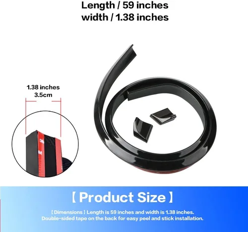 Vista 3 de Kit de alerón de labio de maletero de automóvil, labio trasero de maletero 3D PU o barra de calcomanías de alerón de techo con patrón de fibra