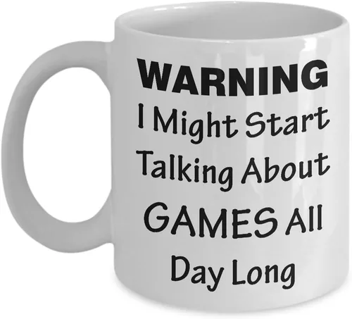 Vista 3 de Taza para desarrollador de juegos – Advertencia I Might Start hablando de todo el día – diseño de videojuegos, taza de té de café, regalo divertido
