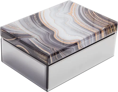 Vista 7 de Timetrace Joyero grande de cristal, caja decorativa, caja de recuerdo, decoración de mármol, organizador de joyas, decoración glamorosa