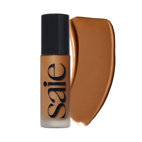 Vista 12 de Saie Glowy Super Skin Tint Base Líquida - Base Sin Peso + Luminosa con Cobertura Media Ligera - Maquillaje Facial Hidratante + Suero para el Cuidado