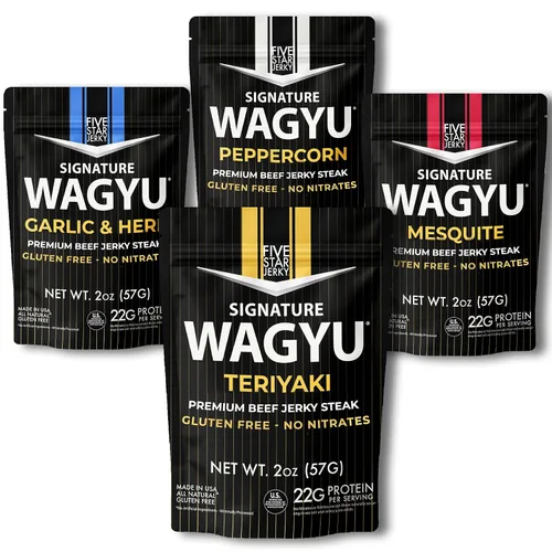 Vista 11 de Five Star Wagyu Beef Jerky - Ajo y Hierba + Pimienta Variedad Paquete de 2 (4 onzas)