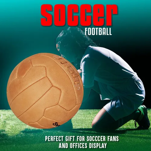 Vista 3 de Balón de fútbol vintage de cuero antiguo, tamaño 5