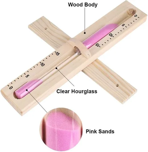 Vista 5 de Reloj de arena para sauna Temporizador de arena de 15 minutos de madera para sauna Temporizador de arena Montado en la pared Reloj de arena
