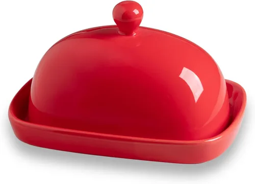 Vista 13 de Sweejar Mantequillera de cerámica con tapa para encimera, recipiente para mantequilla de porcelana con mango de perilla, recipiente para mantequilla