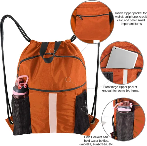 Vista 4 de BeeGreen Mochila con cordón y compartimento para zapatos, mochila grande para gimnasio y deportes