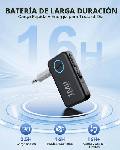 Vista 6 de 1Mii Receptor de música Bluetooth 5.3 para estéreo de coche/hogar, adaptador Bluetooth auxiliar para automóvil con control de volumen, soporta