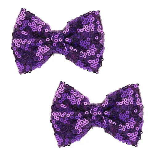 Vista 9 de Love Fairy - Horquilla de lazo con purpurina de 3 pulgadas, clip de lentejuelas brillantes para niñas, adolescentes y mujeres (negro)