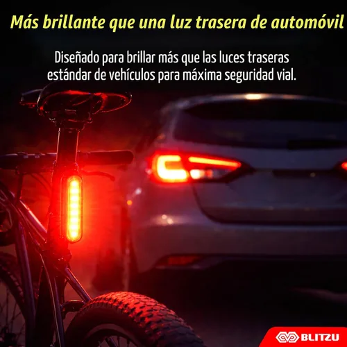 Vista 4 de BLITZU Paquete de 2 luces traseras de bicicleta recargables USB-C, accesorios brillantes para bicicleta trasera de ciclismo, accesorios