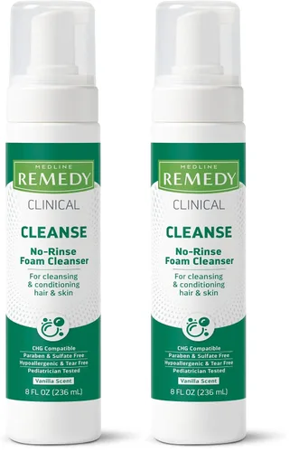 Vista 8 de Medline Remedy Limpiador clínico de espuma sin enjuague, aroma a vainilla (8 onzas líquidas), champú sin enjuague y limpiador corporal para pieles