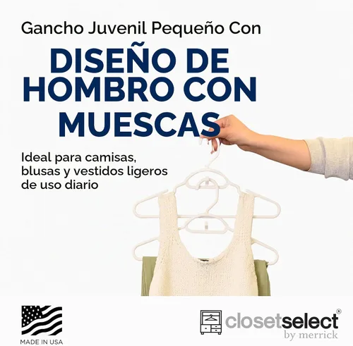 Vista 5 de Closetselect Paquete de 30 perchas de plástico para niños pequeños y preadolescentes de 13 pulgadas, ideales para niños de 4 a 10, perchas Negro