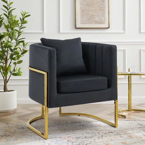 Vista 12 de X-VOLSPORT Silla decorativa de terciopelo, moderna, con forma de barril, para sala de estar/dormitorio/recepción de invitados, sillón de club