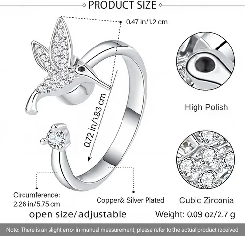 Vista 88 de Anillo de plata de ley 925, minimalista, ajustable, hecho a mano, para mujeres y niñas