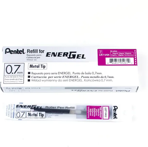Vista 10 de Pentel - Tinta de recarga para bolígrafo de gel líquido EnerGel, (0.7mm), punta de metal, tinta negra, caja de 12 (LR7-A)