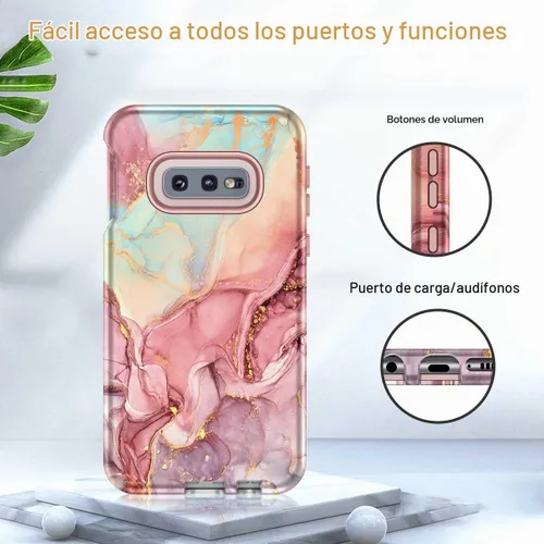 Vista 8 de Btscase Funda para Samsung Galaxy S10e, resistente de tres capas de mármol, a prueba de golpes, cuerpo completo, policarbonato duro y TPU suave