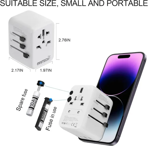 Vista 5 de Adaptador de viaje de carga rápida, Blanco, 28W US