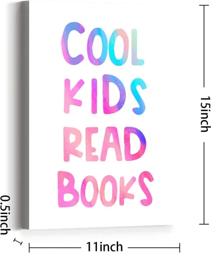Vista 2 de Lienzo decorativo para pared: rincón de lectura para niños, cita genial para amantes de los libros, perfecto para la habitación de los niños